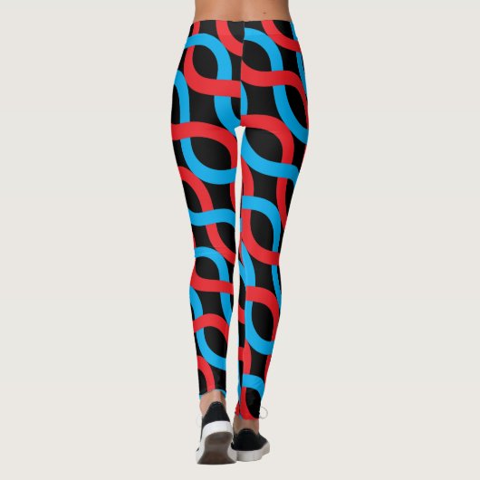 Socialite Entwin Waves Red Blue Pattern Leggings (Achterkant)