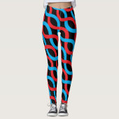 Socialite Entwin Waves Red Blue Pattern Leggings (Voorkant)