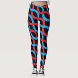 Socialite Entwin Waves Red Blue Pattern Leggings
