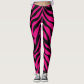 Socialite Hot Pink Zebra Stripes Leggings (Voorkant)
