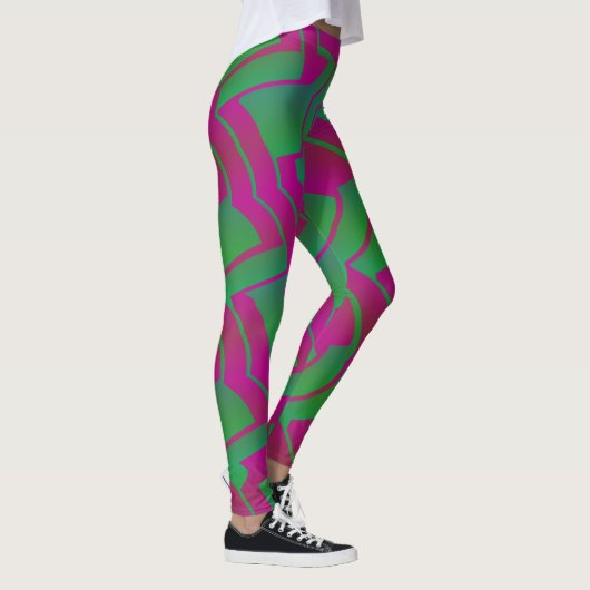 Socialite Oh Mijn Groen Roze Patroon Leggings (Rechts)