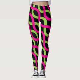 Socialite Pink Green Alternative Waves Pattern Leggings