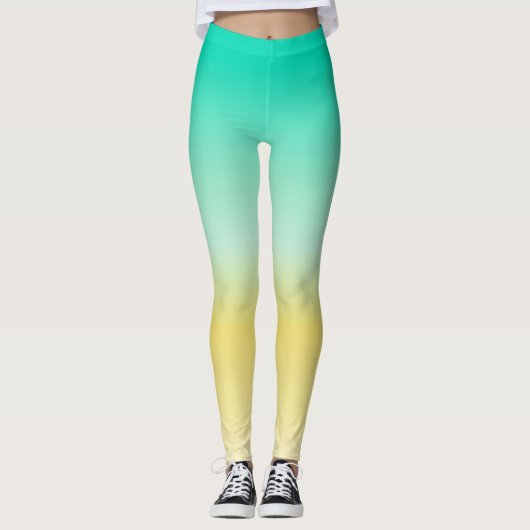 Socialite Turquoise en Yellow Leggings (Voorkant)