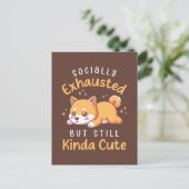 Socially Exhausted But Still Cute - Shiba Inu Briefkaart (Staand voorkant)