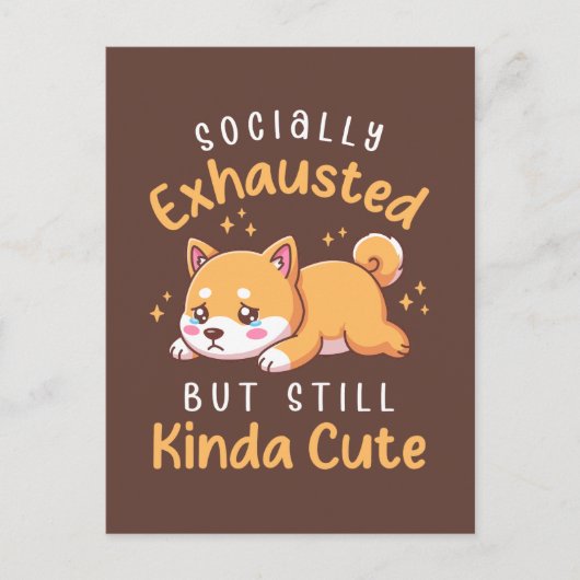 Socially Exhausted But Still Cute - Shiba Inu Briefkaart (Voorkant)