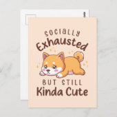 Socially Exhausted But Still Cute - Shiba Inu Briefkaart (Voorkant / Achterkant)