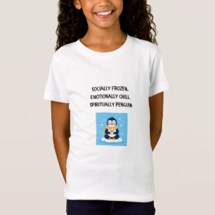 Socially Frozen Penguin Illustration - Cute Blue P T-shirt