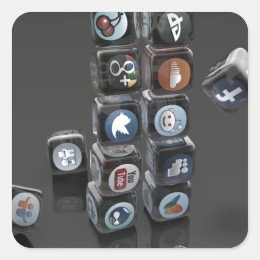 SOCIALUTION - Overload van sociale media Vierkante Sticker (Voorkant)