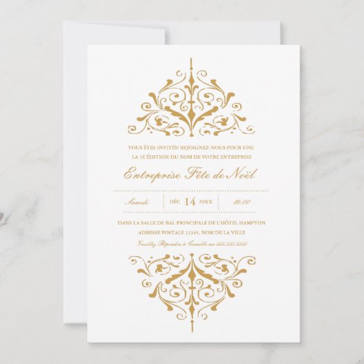 Société or Invitation fête de Noël Kaart (Voorkant)