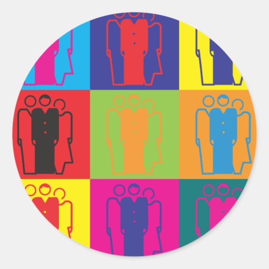 Sociologie Pop Art Ronde Sticker (Voorkant)