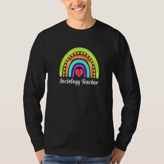 Sociology Teacher Hearts & Rainbows Premium T-shirt (Voorkant)