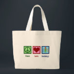 Socioloog professor socioloog grote tote bag<br><div class="desc">Peace Love Sociology cadeau. Een schattig socioloog kerstcadeau voor een socioloog-expert, professor of leraar sociale wetenschappen.</div>