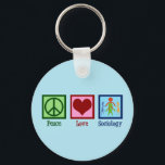 Socioloog professor socioloog sleutelhanger<br><div class="desc">Een schattig socioloog kerstcadeau dat 'Peace Love Sociology' leest.</div>
