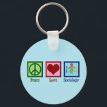 Socioloog professor socioloog sleutelhanger<br><div class="desc">Een schattig socioloog kerstcadeau dat 'Peace Love Sociology' leest.</div>