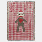 sock - aap geweven deken met rood patroon (Voorkant Verticaal)