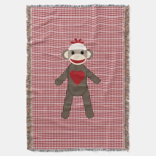 sock - aap geweven deken met rood patroon (Voorkant Verticaal)