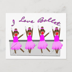 sock aap   'I LOVE BALLET' Briefkaart