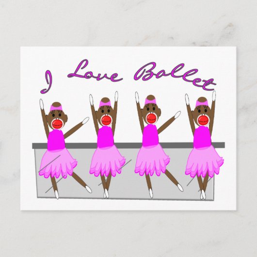 sock aap 'I LOVE BALLET' Briefkaart (Voorkant)