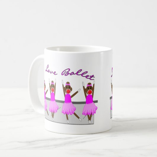 sock aap   'I LOVE BALLET' Koffiemok (Voorkant links)