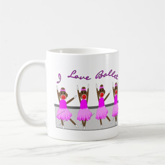 sock aap   'I LOVE BALLET' Koffiemok (Links)