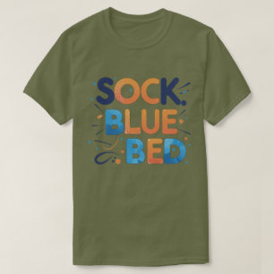 SOCK BLAUW BED Grappig minimalistisch grafisch ont T-shirt