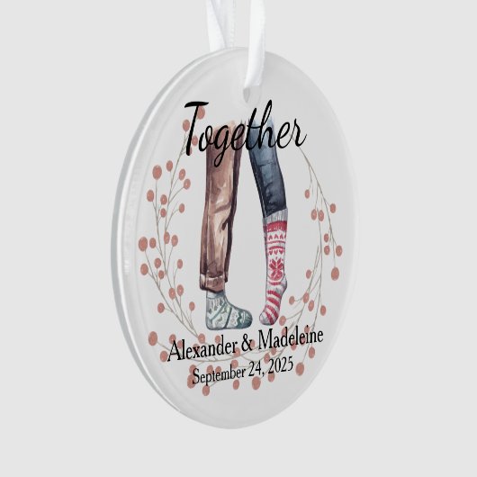 Sock Couple viert "Samen" Acryl Ornament (voorkant)