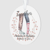 Sock Couple viert "Samen" Acryl Ornament (voorkant)
