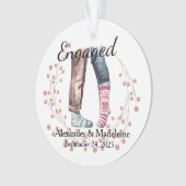 Sock Couple viert "verloofd" acryl Ornament (voorkant)