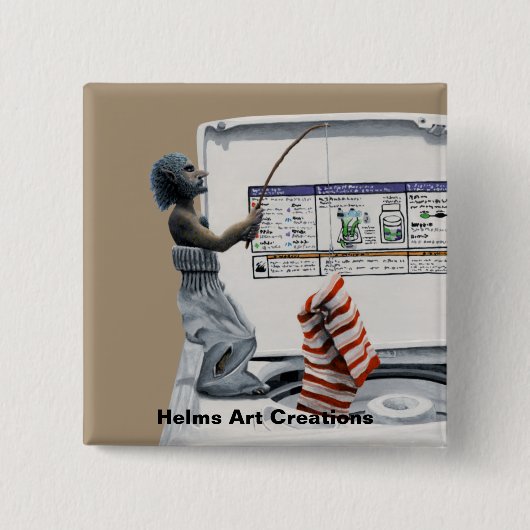 Sock Crimineel Gevist Dief Fantasy Art Button (Voorkant)