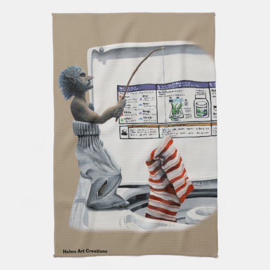 Sock Crimineel Gevist Dief Fantasy Keuken Handdoek (Verticaal)