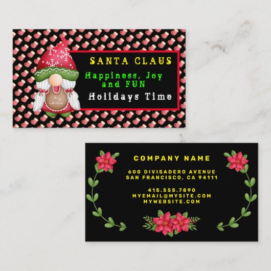 Sock Gnome past Kleur en Tekst aan Visitekaartje (Voorkant / Achterkant)