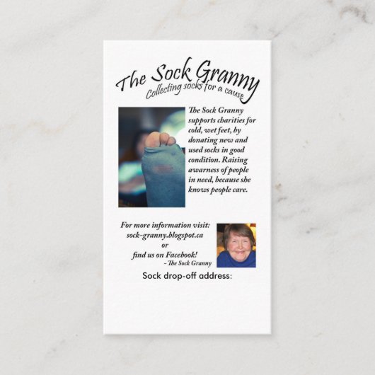 Sock Granny-Visitekaartjes Visitekaartje (Voorkant)