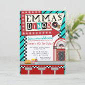 Sock Hop 50's diner juke box & records Birthday Kaart (Staand voorkant)