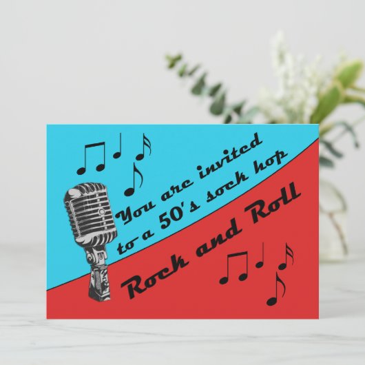 Sock Hop 50's feestuitnodiging Kaart (Staand voorkant)