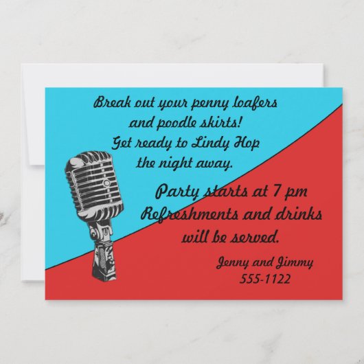 Sock Hop 50's feestuitnodiging Kaart (Achterkant)