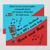 Sock Hop 50's feestuitnodiging Kaart (Voorkant / Achterkant)