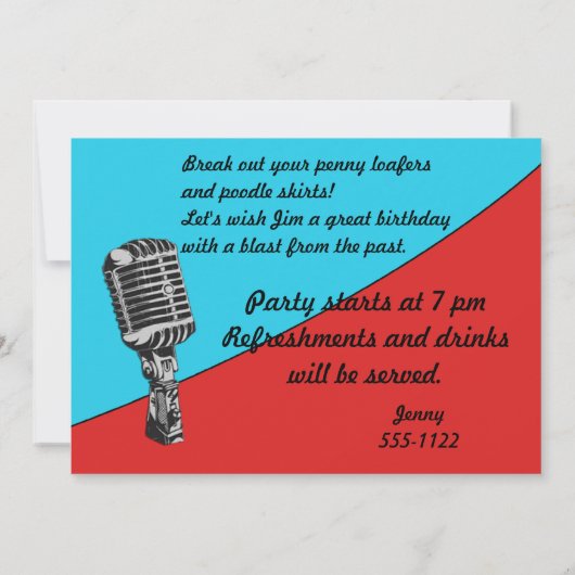 Sock Hop 50's Verjaardagsfeestje Retro plezier Kaart (Achterkant)