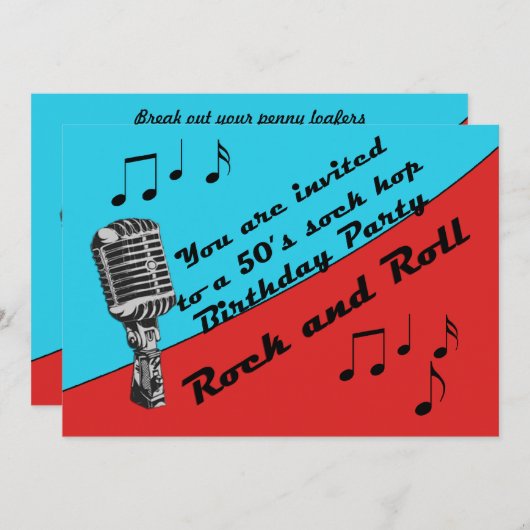 Sock Hop 50's Verjaardagsfeestje Retro plezier Kaart (Voorkant / Achterkant)
