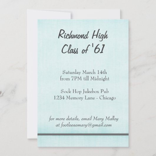Sock Hop Class Reunion Party Retro Kaart (Achterkant)