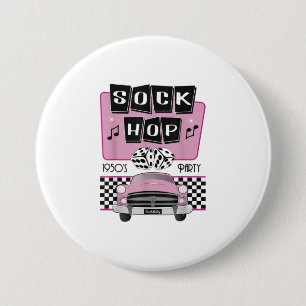 Sock Hop Dance Costume Retro 50s roze Rocka Ronde Button 7,6 Cm