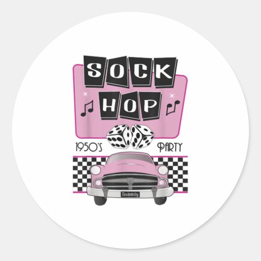 Sock Hop Dance Costume Retro 50s roze Rocka Ronde Sticker (Voorkant)