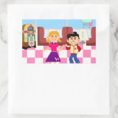 Sock Hop Diner Retro Kinder  Cartoon Diner Rechthoekige Sticker (Tas)