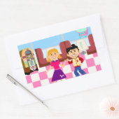 Sock Hop Diner Retro Kinder  Cartoon Diner Rechthoekige Sticker (Envelop)
