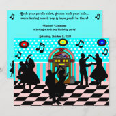 Sock Hop Fifties Dance Theme Party Uitnodigingen (Voorkant / Achterkant)