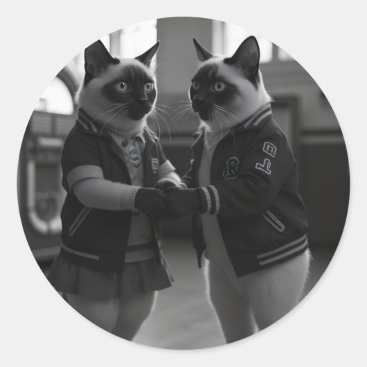 Sock Hop Katten Ronde Sticker (Voorkant)