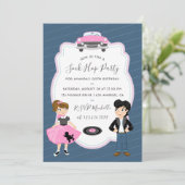 Sock Hop Kinder Rock en Roll Retro Party foto Kaart (Staand voorkant)