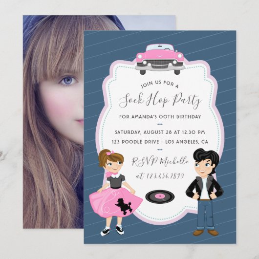 Sock Hop Kinder Rock en Roll Retro Party foto Kaart (Voorkant / Achterkant)