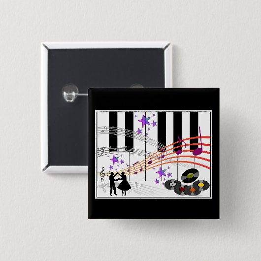 Sock Hop Nostalgia Vierkante Button 5,1 Cm (Voorkant /achterkant)