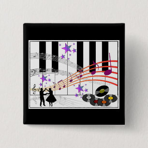 Sock Hop Nostalgia Vierkante Button 5,1 Cm