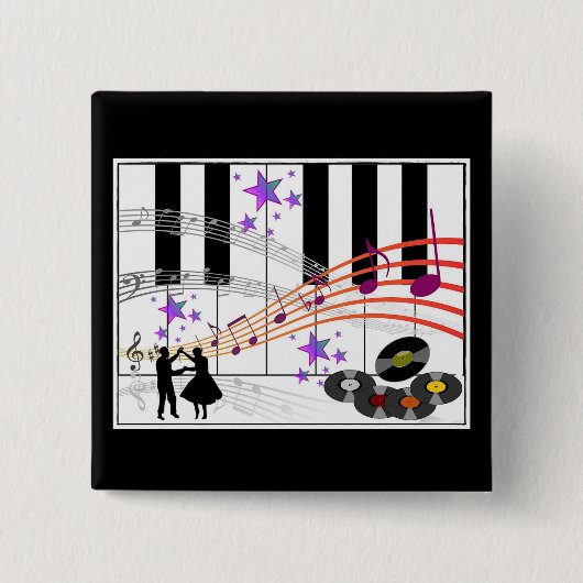 Sock Hop Nostalgia Vierkante Button 5,1 Cm (Voorkant)